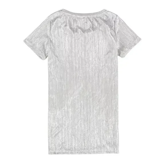 Bar III Metallic Ribbed Textured Top Silver Women’s Medium Scoop Neck Shimmer - Picture 1 of 16